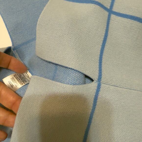 Loft Women's Size M Mockneck Blue Windowpane Long Sleeve Sweater #3459 - Picture 6 of 8